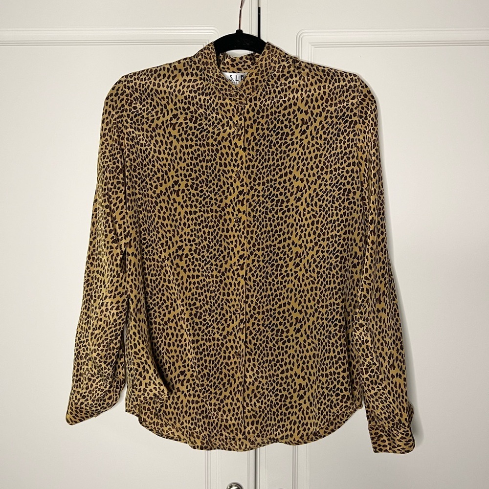 Vintage 100% Silk Cheetah Leopard Blouse
